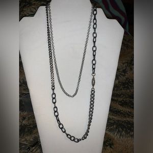 Ladies two chain metal necklace